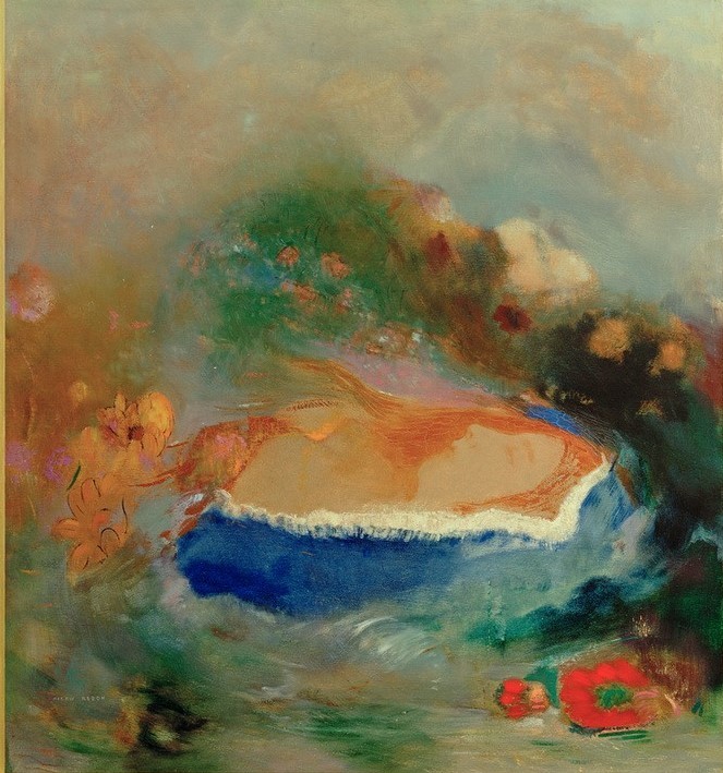 Odilon Redon, Ophelia (Frau,Kunst,Leiche,Selbstmord,Tod,Symbolismus,Wasserleiche,Französische Kunst,Geisteskrankheit,Schauspiel,Ertrinken)