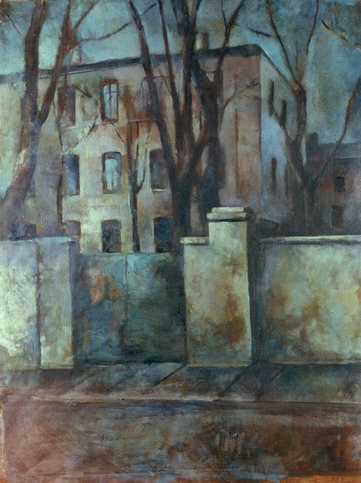 Trude Massloff-Zierfuss, Häuser  (Straße, Häuserzeile, Gebäude, Leipziger Schule, sachlich-realistisch, Malerei, Wunschgröße, klassische Modern, Wohnzimmer, Treppenhaus, bunt)