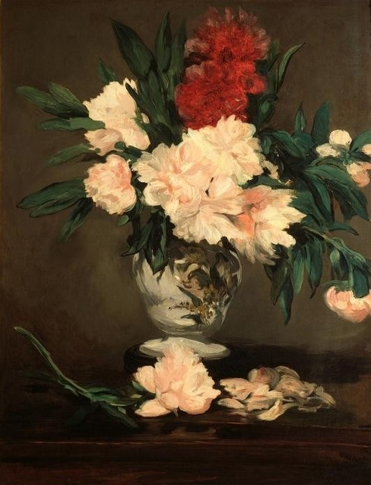 Edouard Manet, Vase de pivoines sur piédouche (Kunst,Stillleben,Blumenstrauss,Vase,Französische Kunst,Blume,Pfingstrose)