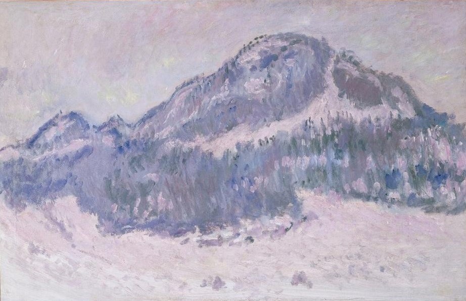 Claude Monet, Le Mont Kolsaas en Norvège (Mont Kolsaas, reflets roses) (Gebirge,Kunst,Landschaft,Impressionismus,Schnee,Spiegelung,Französische Kunst)