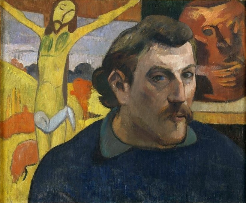 Paul Gauguin, Autoportrait au Christ jaune (Künstler,Kunst,Maler (Künstler),Mann,Selbstbildnis,Bild Im Bild,Portrait,Kreuzigung,Französische Kunst,Person)