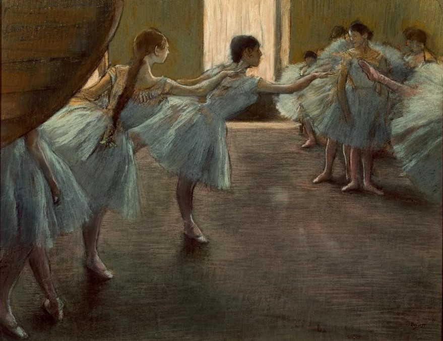 Edgar Degas, Die Tänzerin (Ballett,Jugend (Lebensalter),Mädchen,Pädagogik,Tänzerin,Tanz,Impressionismus,Unterricht,Probe,Französische Kunst,Tanzschule,Corps De Ballet)