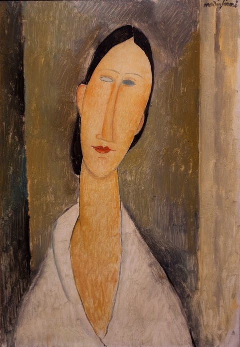 Amedeo Modigliani, Hanka Zborowska (Frau,Künstler,Kunst,Maler (Künstler),Mensch,Portrait,Italienische Kunst,Farbe)