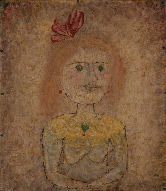 Paul Klee, Kleines Portrait eines Mädchens in gelb (Mädchen,Portrait,Schleife,Gelb)
