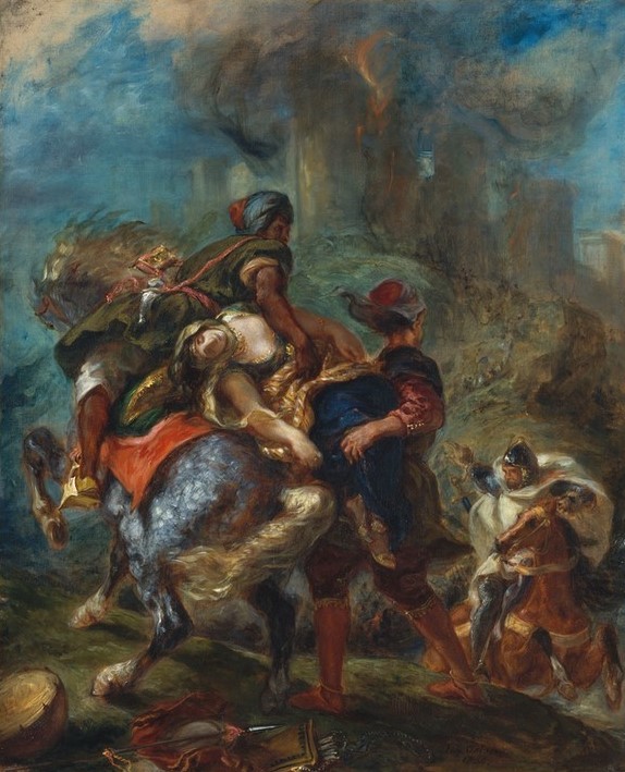Eugene Delacroix, Die Entführung von Rebecca (Frau,Mann,Pferd (Tier),Entführung)