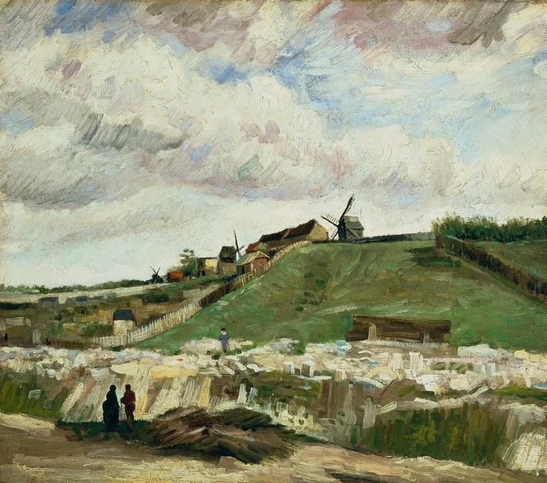 Vincent van Gogh, Blick auf Montmartre mit Steinbruch und Mühlen (Herbst,Jahreszeiten,Landschaft,Steinbruch,Impressionismus,Niederländische Kunst)
