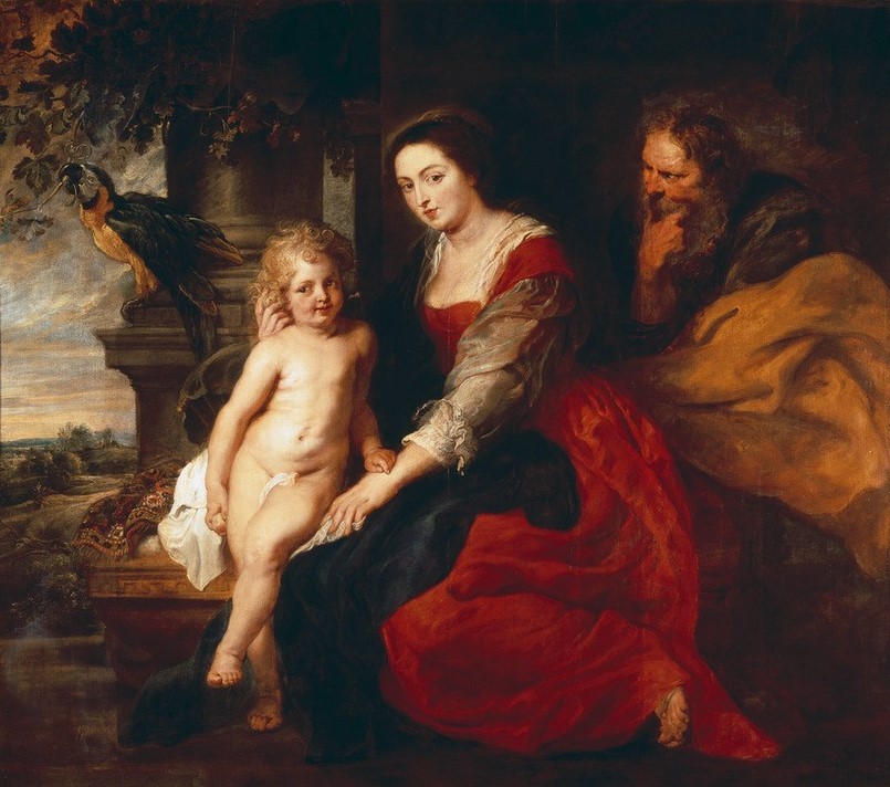 Peter Paul Rubens, Madonna mit dem Papagei (Flämische Kunst,Papagei,Religion,Barock,Heilige Familie,Maria Mit Kind,Niederländische Kunst)