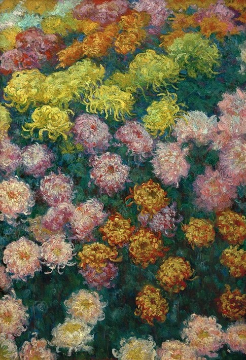 Claude Monet, Chrysanthemenbeet, 1897 (Biologie,Botanik,Chrysanthemum,Garten Und Park,Kunst,Impressionismus,Stillleben,Hausgarten,Französische Kunst,Ziergarten,Japanmode,Blume,Blüte,Jahrhundertwende,Blumenbeet,Pflanze,Beet,Garten)