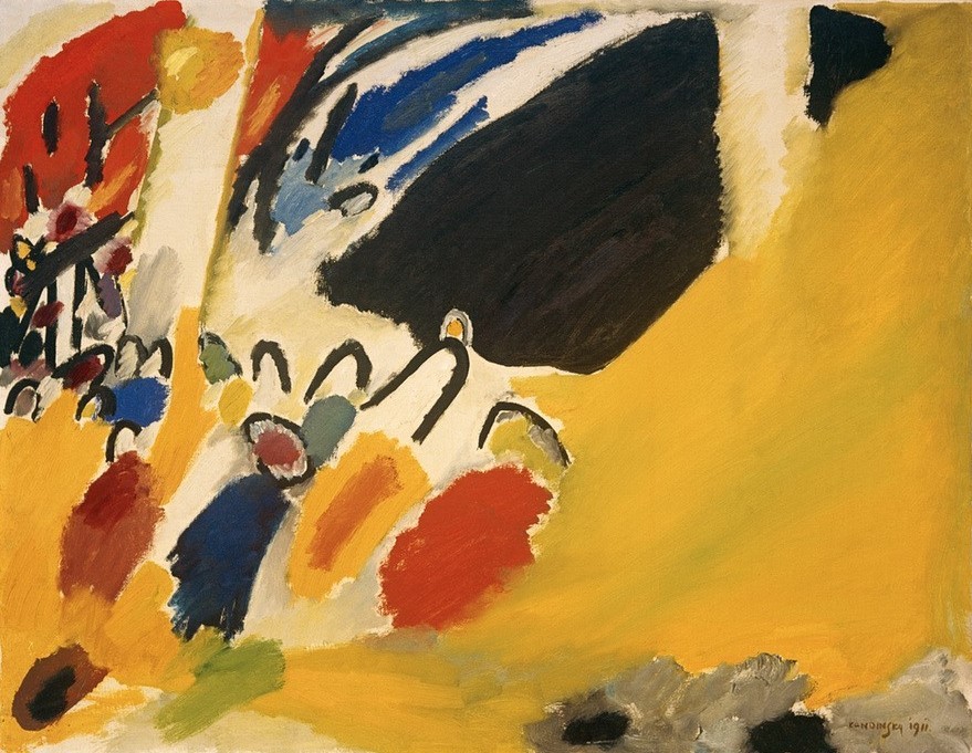 Wassily Kandinsky, Impression III (Konzert,Kunst,Musik,Expressionismus,Der Blaue Reiter,Abstrakte Kunst,Fünf Sinne,Russische Kunst,Sinne,Sehen,Synästhesie,Abstraktion,Neue Kuenstlervereinigung Muenchen,Farbigkeit,Signatur,Hören,Farbe)
