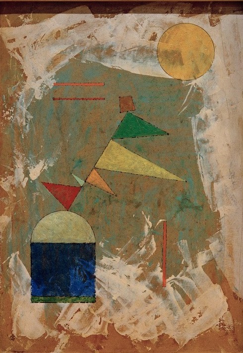 Wassily Kandinsky, Flatternd (Bauhaus,Geometrie,Kunst,Meteorologie,Wetter,Sonne,Expressionismus,Geometrisch,Der Blaue Reiter,Abstrakte Kunst,Russische Kunst,Wimpel,Wind,Kreis,Dreieck,Abstraktion,Fähnchen,Neue Kuenstlervereinigung Muenchen,Viereck,Rechteck,Halbkreis,Quadrat,Form,Farbig)