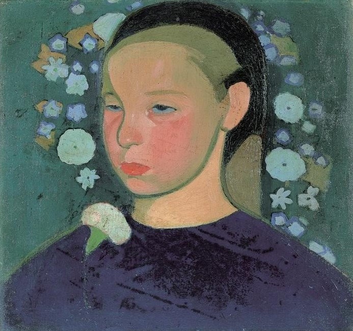 Gino Rossi, La fanciulla del fiore (prima idea) (Frau,Kunst,Mädchen,Mensch,Portrait,Nelke,Italienische Kunst,Blume,Junge Frau,Brustbild)