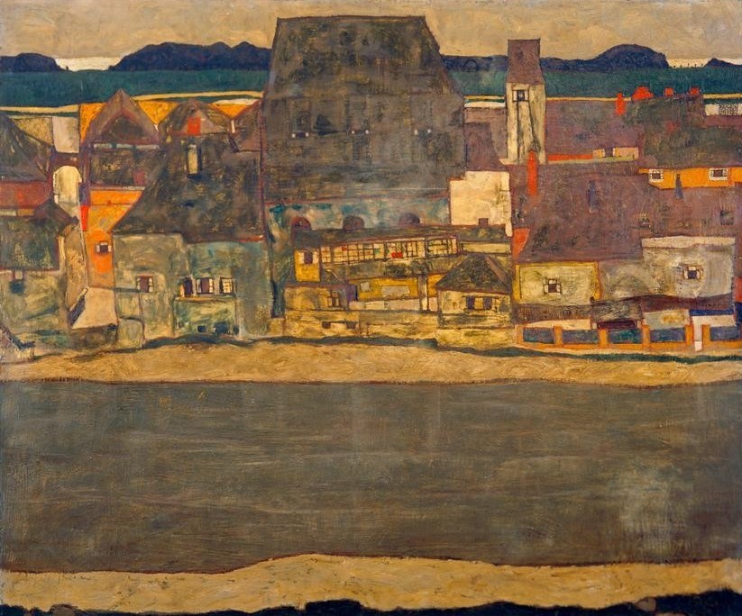 Egon Schiele, Häuser am Fluß II (Jugendstil)