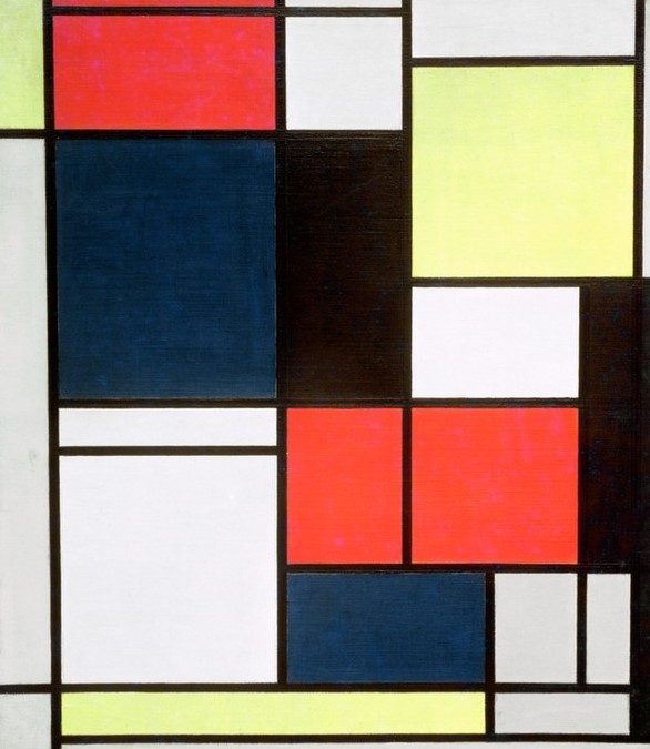 Piet Mondrian, Tableau II (Geometrie,Kunst,Abstrakte Kunst,Niederländische Kunst,De Stijl,Rechteck,Quadrat,Farbe)