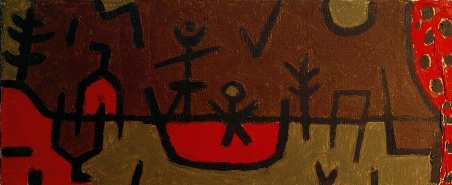 Paul Klee, Teich im Park (Bootspartie,Boot,Deutsche Kunst,Garten Und Park,Kunst,Landschaft,Menschen Im Park,Park,See,Abstrakte Kunst,Schweizerische Kunst,Abstraktion,Gartenteich)