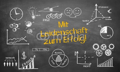 Coloures-pic, Mit Leidenschaft zu Erfolg (erfolg, business, debatten, leidenschaft, marketing, entwicklung, start, motivation, herausforderung, wechseln, zielen, karriere, arbeit, job, teller, symbol, beruf, sport, neu, starten, ready, make, zukunft, blühend, konzept, backgrounds, wort, tex)