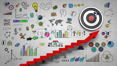 Coloures-pic, Ziel / Erfolg / Business / Konzept (zielen, erfolg, business, karriere, dienstleistungen, marketing, start, pfeil, zielen, wort, blühend, leistung, konzept, planung, strategie, beruf, konzept, wand, treppe, rot, zeichnen, diagramm, entwicklung, beförderung, analyse, wachstum, straße)