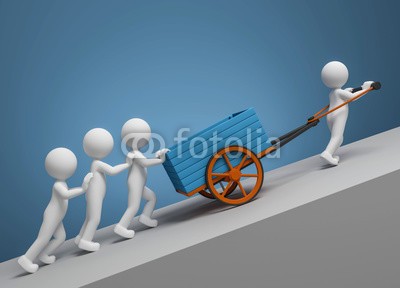 fotomek, 3d Männchen Karre Teamgeist (3d, männlich, karren, dreck, wachsen, probleme, abtrennung, gespann, zusammenarbeit, geistesprodukt, herausforderung, motivation, konzept, business, konzept, hart, spannung, ehrgeiz, zukunft, arbeit, pflege, belästigung, probleme, not, positive, wechsel)