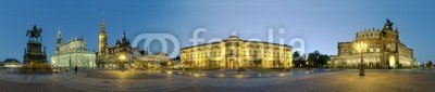 Blickfang, Theaterplatz  Dresden beleuchtet 360 Grad (dresden, nacht, beleuchtet, historisch, lampe, licht, märkte, märkte, deutsch, sehenswürdigkeit, panorama, schloss, könig, statue)