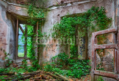 portishead5, Alte Geistervilla Rossa (leerstehend, haus, zerfallen, bejahrt, uralt, fenster, tür, steinwand, klapprig, ruine, demolieren, bewitched, ranke, efeu, backstei)