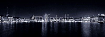 Matthias Krüttgen, Black Night White Light (hamburg, deutsch, rivers, wasser, stadt, hafenstadt, stadtzentrum, kirche, kirche, licht, metropole, nacht, nachtaufnahme, rathaus, schwarzweiß, see, spiegelung, st, sankt nikolaus, stadtlandschaft, wasse)
