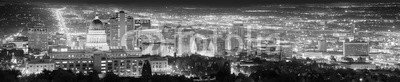 MaciejBledowski, Salt Lake City black and white panoramic picture, USA. (salzsee, stadt, uns, nacht, skyline, panoramisch, straße, skyscraper, downtown, capitol, büro, schwarzweiß, stadtlandschaft, utah, gebäude, urbano, himmel, orientierungspunkt, amerik)