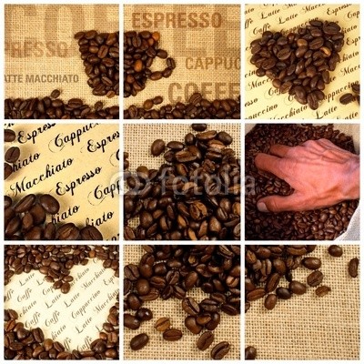 momanuma, kaffee zusammenstellung (tassen, collage, kaffee, latte macchiato, trinken, espresso, kaffeebohne, bild, braun, orange, rot, beige, kunst, trinken, geniessen, geschmack, geschmack, bohne, kultur, warm, sexy, lecker, café, bar, backgrounds, bohne, text, schriften, silber, wandbil)