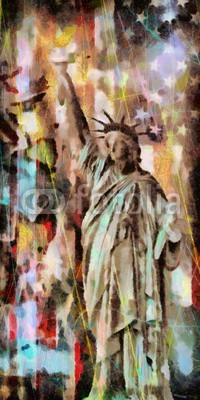 rolffimages, Statue of Liberty (abstrakt, amerika, american, architektonisch, architektur, kunst, kunstvoll, hintergrund, farbe, konzeptionell, altersgenosse, entwerfen, dramatisch, berühmt, grunge, hafen, hoch, insel, frau, orientierungspunkt, landschaft, freiheit, manhattan, metropol)
