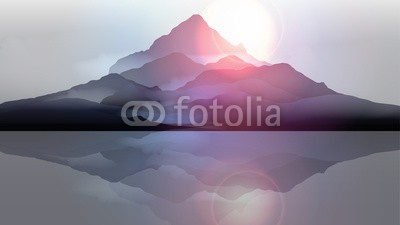 inbevel, Mountain Landscape with Lake Reflection - Vector Illustration. (abstrakt, abenteuer, alpen, architektur, asiatisch, hintergrund, schöner, schönheit, klettern, extrem, hoch, hiking, hügel, abbildung, japan, japanisch, landen, landschaft, licht, low, hoheitsvoll, berg, natürlich, natur, pike, skala, furchen, fel)