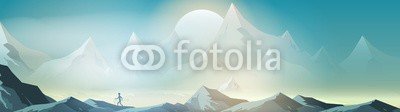 inbevel, Mountains Landscape Panorma with Nordic Walking - Vector Illustration (aktiv, betätigung, alpen, hintergrund, banner, heft, wolken, kalt, staat, paar, kreuz, ausstattung, extrem, gesund, wanderer, hiking, himalaya, landschaft, berg, berg, natur, nepal, nordic, park, leute, person, erholung, silhouette, schnee, sport, spor)