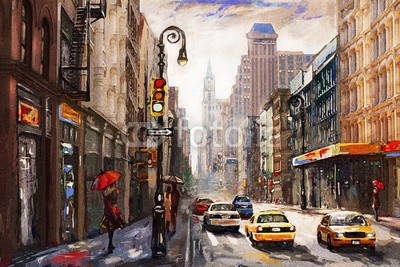 lisima, oil painting on canvas, street view of New York, man and woman, yellow taxi,  modern Artwork,  American city, illustration New York (new york city, amerika, grau, pastell, triptychon, taxi, modern, mann, garniert, skyline, urbano, manhattan, town, acryl, architektur, kunst, kunstvoll, artwork, hintergrund, schwarz, gebäude, stadt, reiseziel, zeichnung, berühmt, abbildung, eindrucksvol)