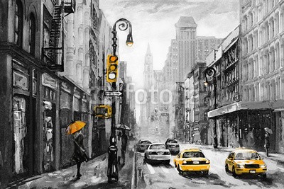 lisima, oil painting on canvas, street view of New York, man and woman, yellow taxi,  modern Artwork,  American city, illustration New York (new york city, amerika, grau, pastell, triptychon, taxi, modern, mann, garniert, skyline, urbano, manhattan, town, acryl, architektur, kunst, kunstvoll, artwork, hintergrund, schwarz, gebäude, stadt, reiseziel, zeichnung, berühmt, abbildung, eindrucksvol)