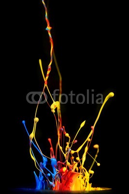 Leigh Prather, Paint splash (malen, tinte, platsch, malen, farbe, bunt, farbe, bunt, regenbogen, tinte, abstrakt, acryl, kunst, spritzer, kunstvoll, schwarz, kleckse, blau, hell, kreativität, tropfen, entladen, färben, fließen, strömend, flüssig, isoliert, flüssigkei)