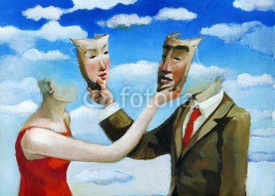 nuvolanevicata, I see you (psychologie, analyse, nachforschungen, vorsprung, transfer, identifizieren, paar, meeting, bekanntschaft, mann, weiblich, relation, konzept, ideen, gefühl, bedarf, wolken, himmel, maske, verstecke)
