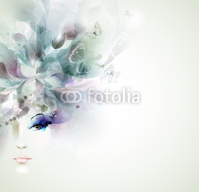 artant, Beautiful fashion women face (gestalten, abstrakt, modern, frau, lippen, mädchen, abstraktion, schönheit, kunstvoll, schöner, backgrounds, floral, vektor, dekoration, frühling, ornament, konzept, leaf, frisur, kopf, vorlage, nacht, kleckse, grafik, elemente, kosmetik, leute, male)