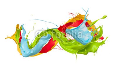 Jag_cz, Colored splashes (farbe, bunt, platsch, abstrakt, weiß, fließen, close-up, zusammenlegung, malen, 3d, grün, isoliert, nass, strömend, flüssig, flüssigkeit, backgrounds, rot, trinken, welle, gelb, tinte, studio, flecken, blumenstrauss, bürste, licht, tropfen, glat)