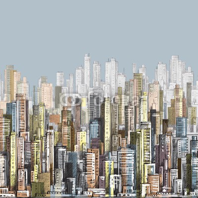dahabians, Cityscape. Hand drawn vector (urbano, architektur, stadt, landschaft, stadtlandschaft, nacht, gebäude, entwerfen, life, sketch, straße, stil, abend, kunst, downtown, turm, symbolik, konzept, linie, schatten, licht, grafik, elemente, digitales, dunkel, modern, abbildung, stadttei)