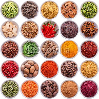 andriigorulko, large collection of different spices and herbs (set, sammlung, sortiment, different, gewürz, hintergrund, kraut, isoliert, würze, zimt, gewürznelke, kardamom, koriander, pfeffer, pfefferkörner, rosmarin, senf, chilies, ingwer, anis, stern, muskatnuß, calamus, weiß, ausgeschnitten, schwarz, brau)