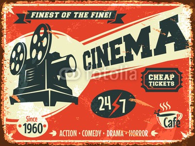 laralova, Grunge retro cinema poster. Vector illustration. (kino, posters, retro, jahrgang, grunge, theater, film, hollywood, vektor, abbildung, konzept, text, projektor, kamera, event, flieger, film, kratzen, festival, unterhaltung, rahmen, textur, produktion, defekt, tape, papier, beförderung, rostig, al)