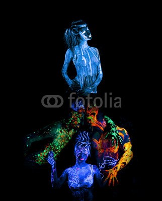 Andrey_Arkusha, Four elements: earth, fire, air and water (teufel, kalt, wasser, charmant, versuchung, grün, phantastisch, welt, rot, glühend, erwachsen, ultraviolet, magisch, einzigartig, nixe, malen, leute, schwarz, portrait, 4, fantasy, kreativ, futuristisch, mann, frau, farbe, blau, feuer, makeup, neo)