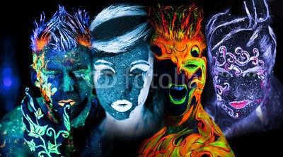 Andrey_Arkusha, Four elements: earth, fire, air and water (teufel, kalt, wasser, charmant, versuchung, grün, phantastisch, welt, rot, glühend, erwachsen, ultraviolet, magisch, einzigartig, nixe, malen, leute, schwarz, portrait, 4, fantasy, kreativ, futuristisch, mann, frau, farbe, blau, feuer, makeup, neo)