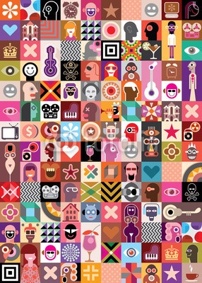 dan8, Art Collage (musik, vektor, cocktail, set, sammlung, musikalisch, thema, entwerfen, gitarre, auge, patchwork, abstrakt, piano, portrait, mustern, ornament, grafik, dekorativ, dekoration, nahtlos, tapete, kunst, kaffee, mosaik, fliesen, stern, figur, gesicht, kop)