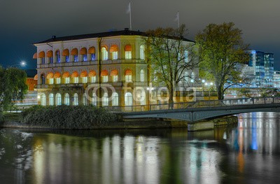 Blickfang, Strömsborg Stockholm beleuchtet (hauptstadt, schweden, panorama, europa, historisch, architektur, touristisch, beleuchtet, nacht, spiegelung, wasser, stockholm, nordeuropa, schlos)