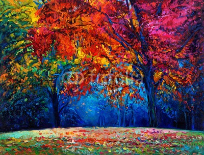 Boyan Dimitrov, Autumn landscape (herbst, park, natur, landschaft, see, rivers, kunst, backgrounds, abbildung, baum, jahreszeit, artwork, wasser, zeichnung, wald, kunstvoll, bunt, himmel, schöner, draußen, gras, öl, blau, entwerfen, malen, bild, abstrakt, grün, staat, gelb, canva)