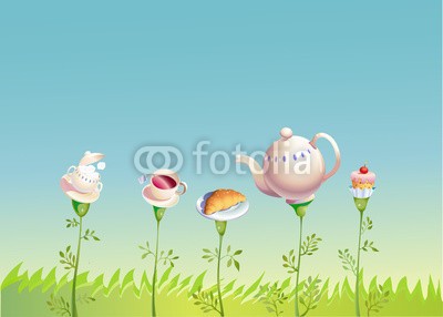 nuvolanevicata, vector_tea (vektor, gärten, tee, tassen, sugar, croissant, imbiss, pause, kuchen, brot, surreal, backgrounds, dekoration, afternoon, feinfühlig, traditionell, höflich, weich, fantasy, symbolisch, perfect, geburtstag, kart)