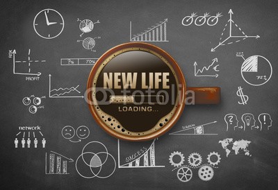 Coloures-pic, New Life Loading (life, neu, start, erfolg, belastung, way, karriere, wechseln, job, business, traum, fröhlichkeit, anfangen, zeit, auslese, entscheidung, option, anfang, anfang, zeichen, hoffnung, work, bewegung, fußballtor, konzept, pensionierung, kaffee, zeichne)