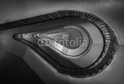 f9photos, Spiral staircase (abstrakt, kurve, treppenhaus, architektur, treppenhaus, schwarzweiß, gebäude, entwerfen, innen, niemand, alt, geländer, spiralförmig, treppenhaus, wirbel, jahrgan)