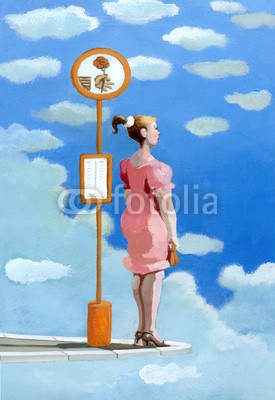 nuvolanevicata, waiting (konzept, surreal, fantasy, mädchen, traum, liebe, sehnsucht, wachsen, illusion, himmel, wolken, station, bedarf, einsamkeit, graziös, findigkeit, warte)