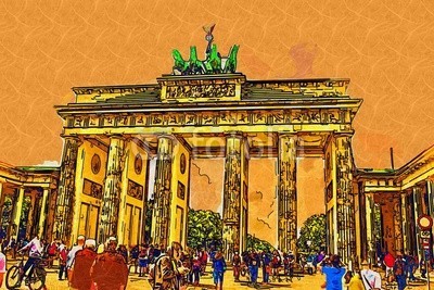 maxtor777, Berlin art design illustration (abstrakt, architektur, kunst, backgrounds, berlin, hell, stadtlandschaft, ausschnitt, pfad, verfärbt, bunt, kreativität, europa, deutsch, grunge, abbildung, tinte, orientierungspunkt, monuments, malen, panoramisch, papier, skyline, platsch, spritze)
