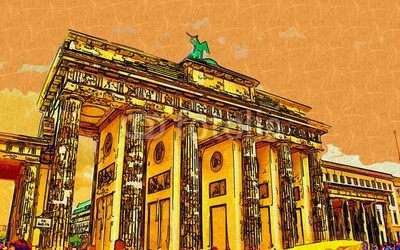 maxtor777, Berlin art design illustration (abstrakt, architektur, kunst, backgrounds, berlin, hell, stadtlandschaft, ausschnitt, pfad, verfärbt, bunt, kreativität, europa, deutsch, grunge, abbildung, tinte, orientierungspunkt, monuments, malen, panoramisch, papier, skyline, platsch, spritze)