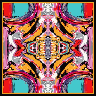 Kara-Kotsya, square composition with abstract painting (viereck, abstrakt, malerei, schal, beeindruckend, teppiche, entwerfen, kissen, mustern, krawatten, stoff, vektor, schal, gestalten, kunst, dekoration, genick, kissen, ornament, abbildung, modern, hintergrund, außergewöhnlich, jahrgang, vorleger, überwur)